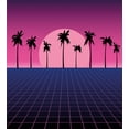 thumbnail image 3 of Ambesonne Synthwave Duvet Cover Set, Retro Grid Palms and Moon, Calking, Dark Magenta and Indigo, 3 of 6