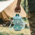 thumbnail image 5 of Bear Straw Bottle, Cute Leak-Proof Water Bottle with Adjustable & Removable Shoulder Strap for Boy and Girls (Green), 5 of 6