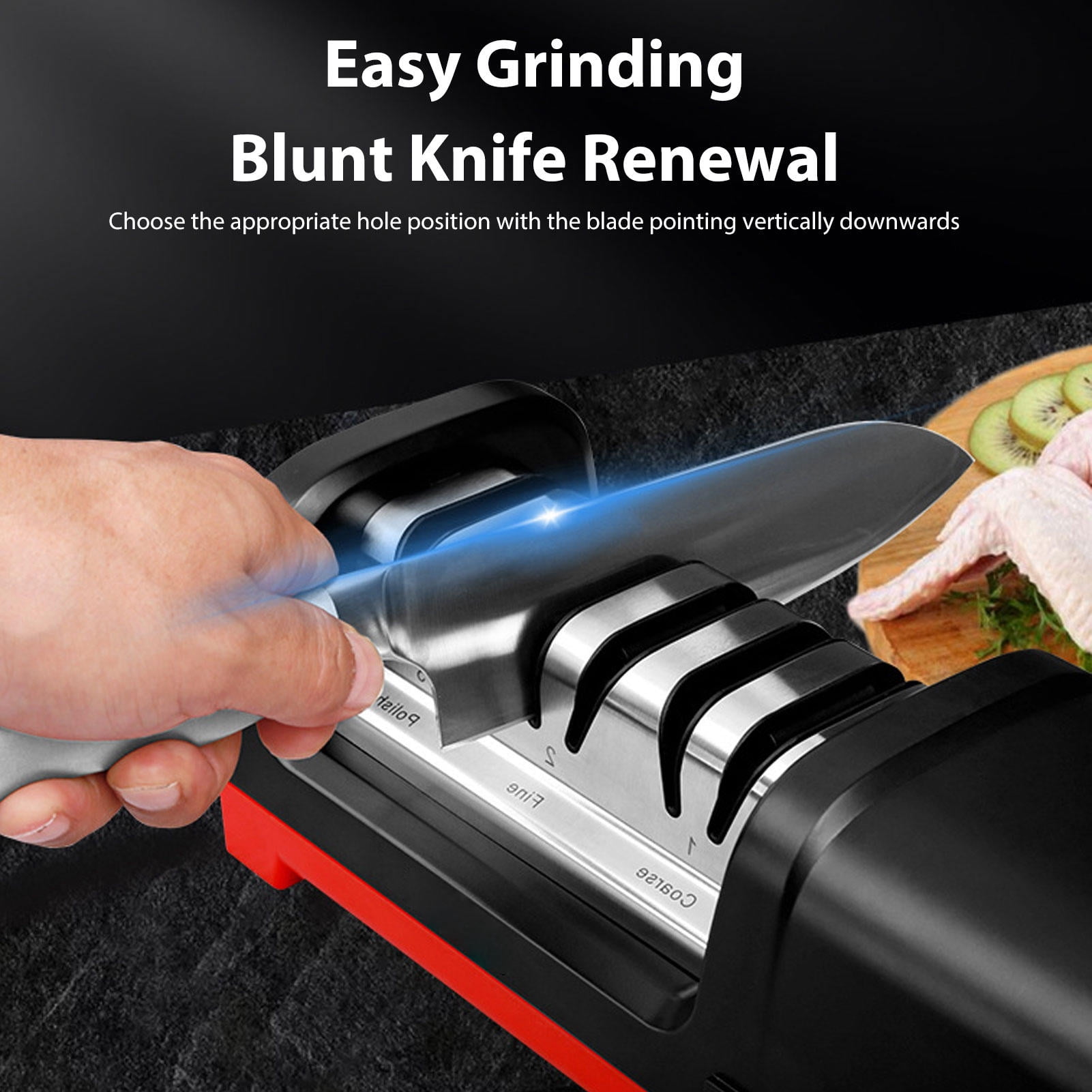 LAZIOEGR 3‑Stage Electric Knife Sharpener with 15° Angle Guide, Diamond & Resin Wheels, Magnetic Dust Collection