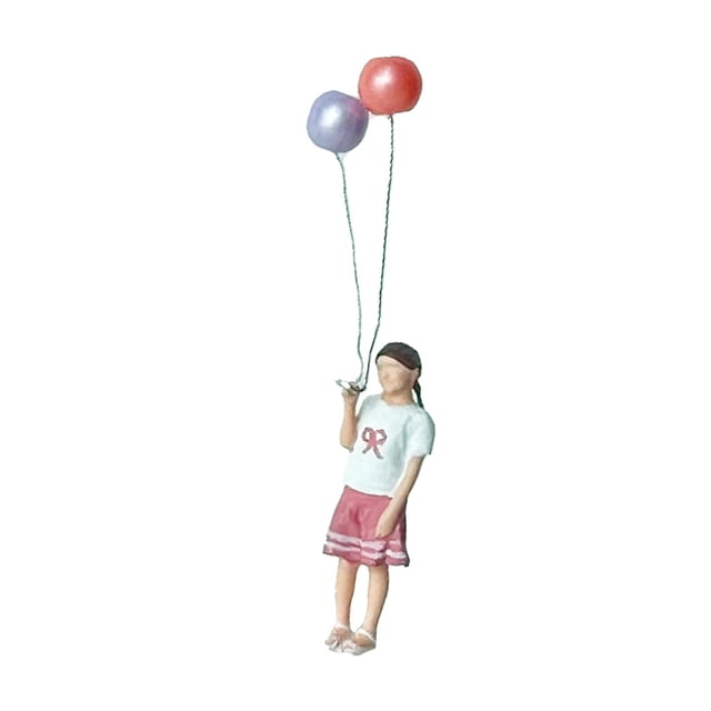 Figura en Miniatura de Una Niña Tirando de Un Globo (escala 1/64), 1,8 Cm (0,7 Pulgadas), Multiusos para Casa de Muñecas, Decoración de Oficina, Detal 2 globos