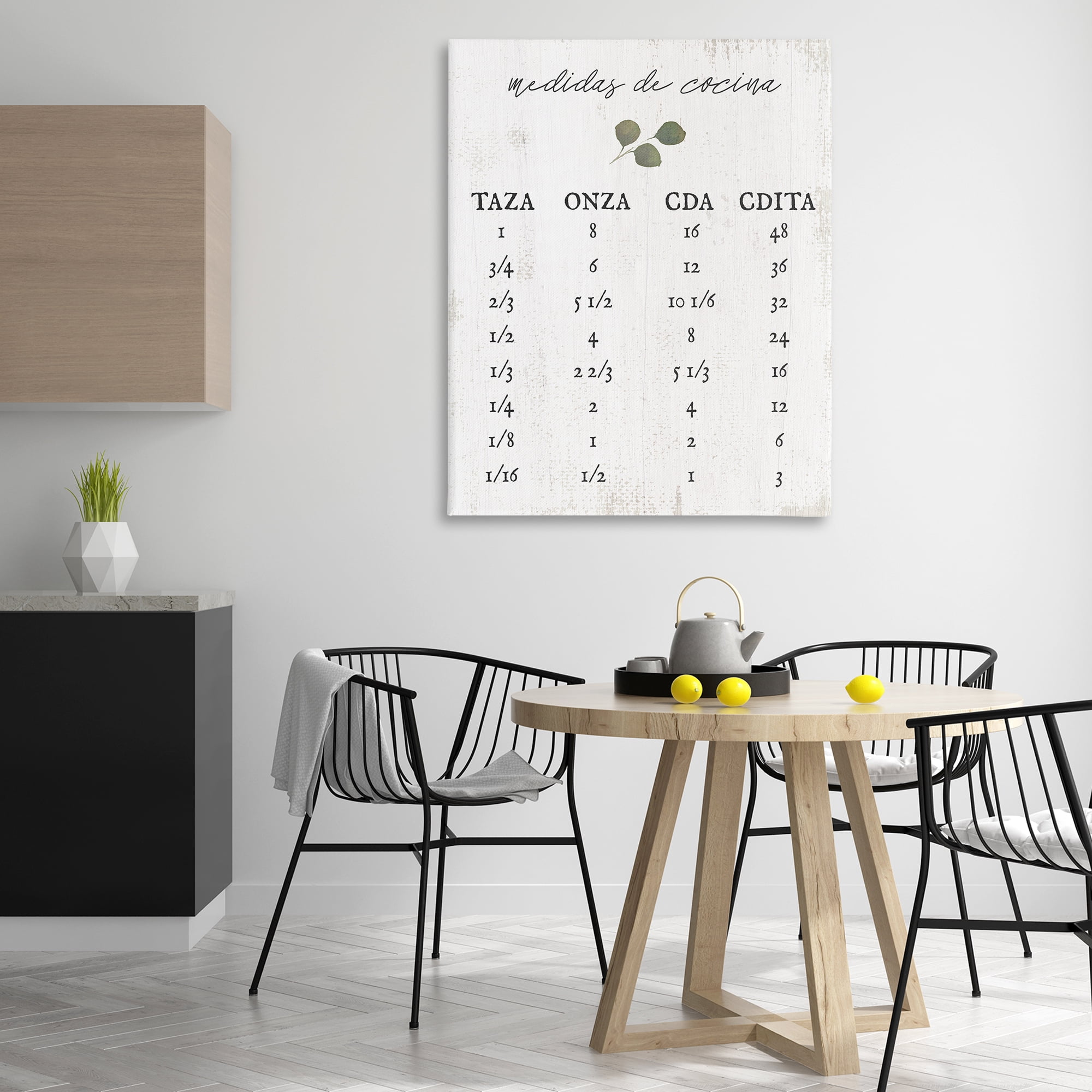 Stupell Industries Tabla de Medidas de Cocina Charts and Diagrams Painting Wrapped Canvas Art Print Wall Art, 36 x 48
