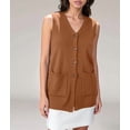 thumbnail image 4 of Womens Sleeveless Sweater Vest Button Camel XXXL, 4 of 10