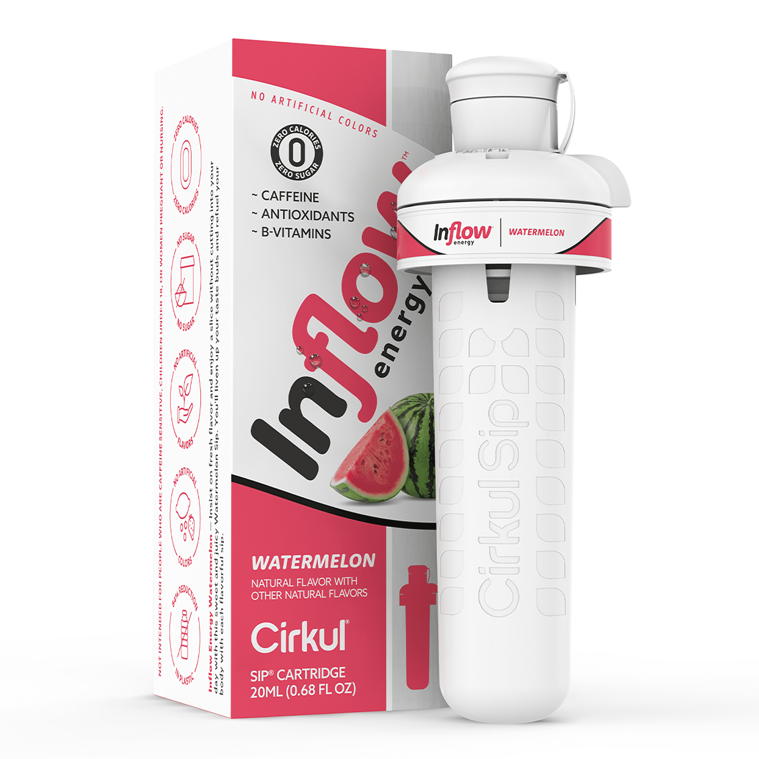 (2 pack) Cirkul Inflow Energy Watermelon Flavor Cartridge, Drink Mix, 1-Pack