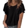 thumbnail image 1 of Qarigey Camiseta de mujer con volantes de Color sólido cuello lindo pulóver blusa trabajo nocturno viaje básico verano moda Top ropa Prendas para la parte del cuerpo Negro XL Qarigey AP011064-04, 1 of 6