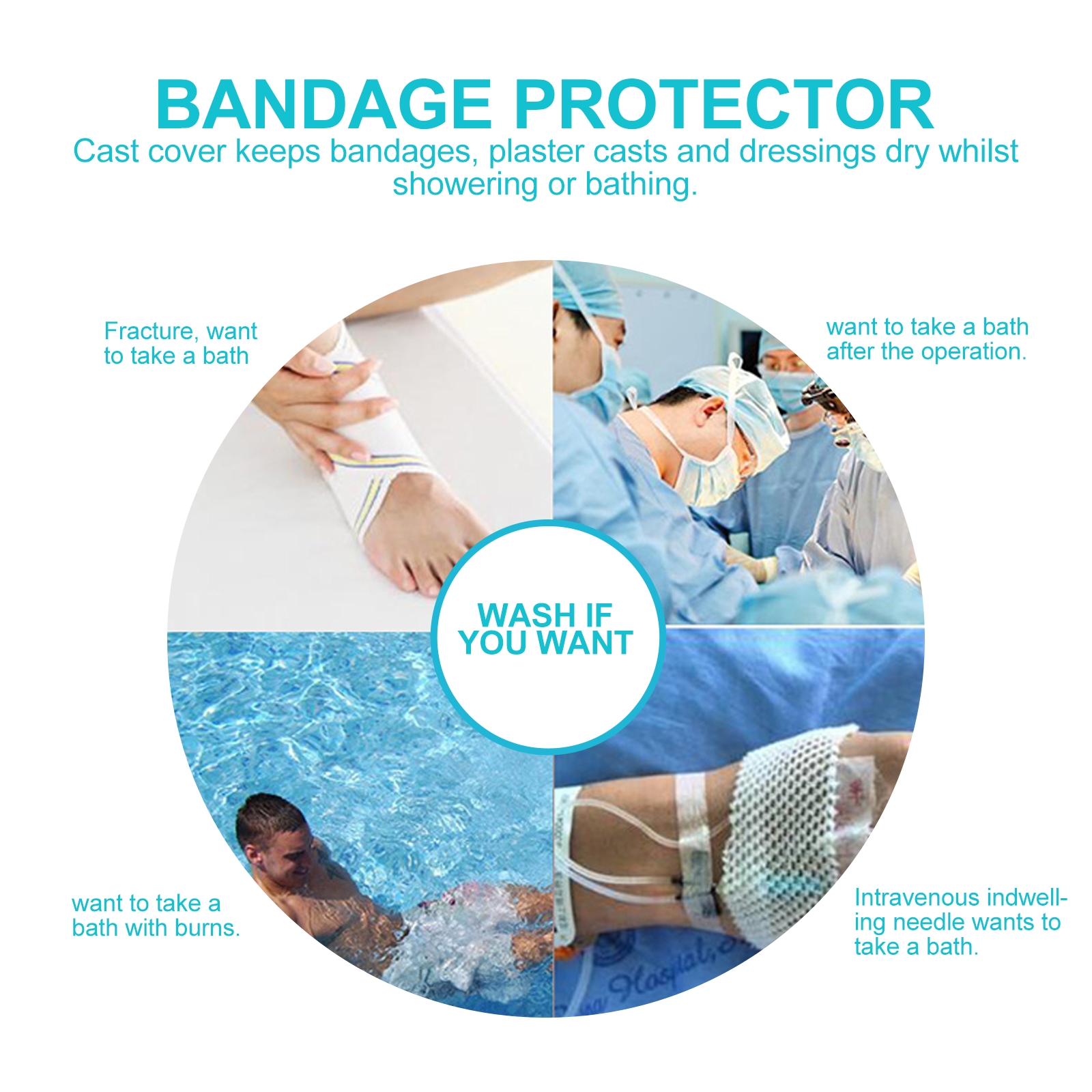 Waterproof Leg Cast Cover Shower Reusable Plaster Bandage Protector