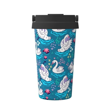 

Salouo Swan On The Pond Print Coffee Travel Mug Spill Proof with Lid-Stainless Steel Vacuum Insulated Tumbler - Thermos Cup for Keep Hot/Ice Coffee Tea and Beer