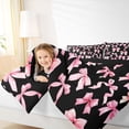 thumbnail image 3 of Erosebridal Watercolor Gingham Bow Twin Comforter Sets for Girls, Black Pink Bow Bedding Set for Women, Black Reversible, 2pcs, 3 of 6