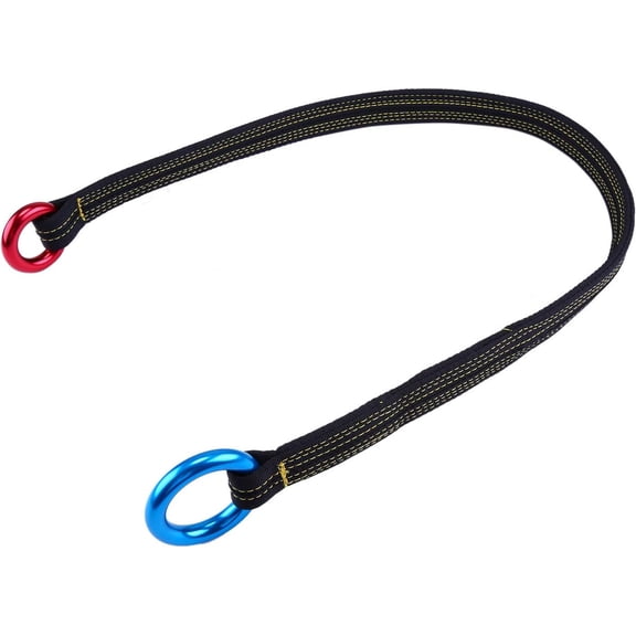 90 cm Tree Climbing Cambium Saver Loop Belt Sling Retrievable Anchor, Tree Arborist Friction Saver, Red and Blue Rings