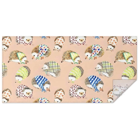 Cute Hedgehog Pattern Rectangle Tablecloth 60"x120",Waterproof Polyester Rectangle Table Cloth, Wipeable Spillproof Polyester Tablecloth for Dining, Camping, Indoor and Outdoor