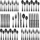 thumbnail image 1 of XmhyTop-A Juego de cubiertos para carne, 48 piezas de acero inoxidable, incluye cuchillos para carne, cubiertos duraderos para uso comercial en casa, color negro., 1 of 5