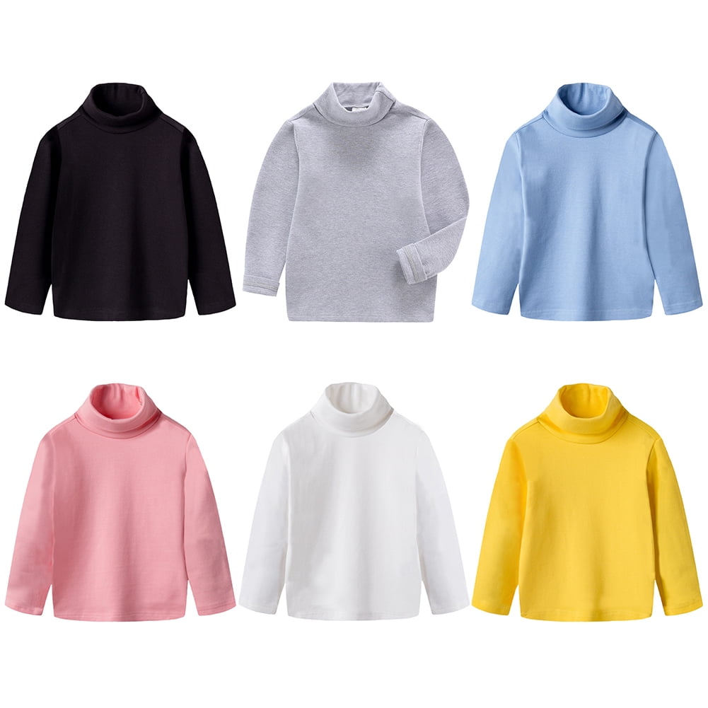 Ardorlove Kids Turtleneck T-Shirt Pullover Children's Boys Girls Basic  Solid Color Turtleneck Cotton Long Sleeve Blouse Top - Walmart.com