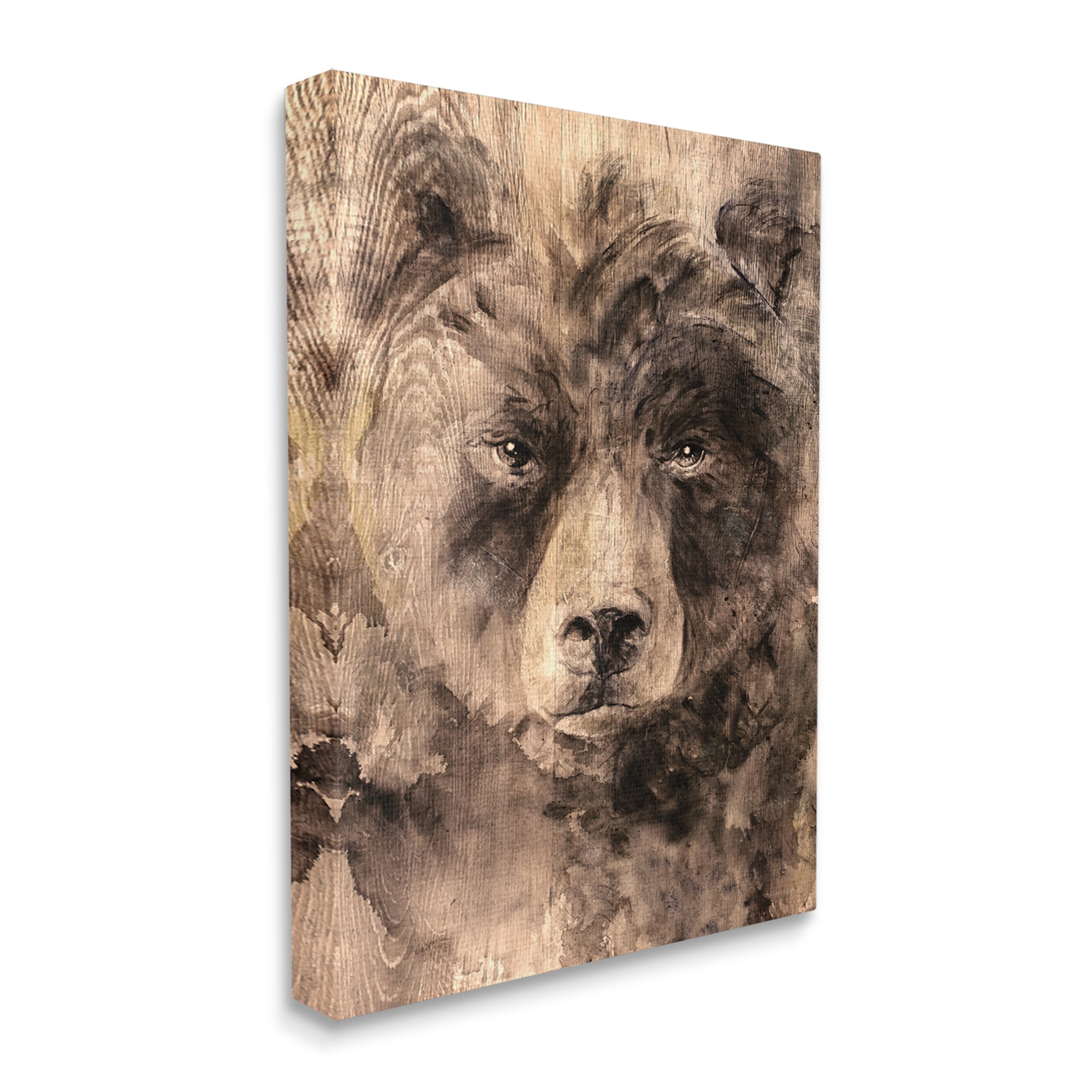 Stupell Industries Rustic Bear Portrait Animals & Insects Painting Gallery Wrapped Canvas Print Wall Art, 30 x 40