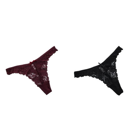 2-Pack Women Lace See-Through Breathable Thongs Briefs Panties Lingerie Underwear Stockings for Women Lingerie Petite Lingerie plus Size Lingerie for Women Lingerie Kimono plus Size