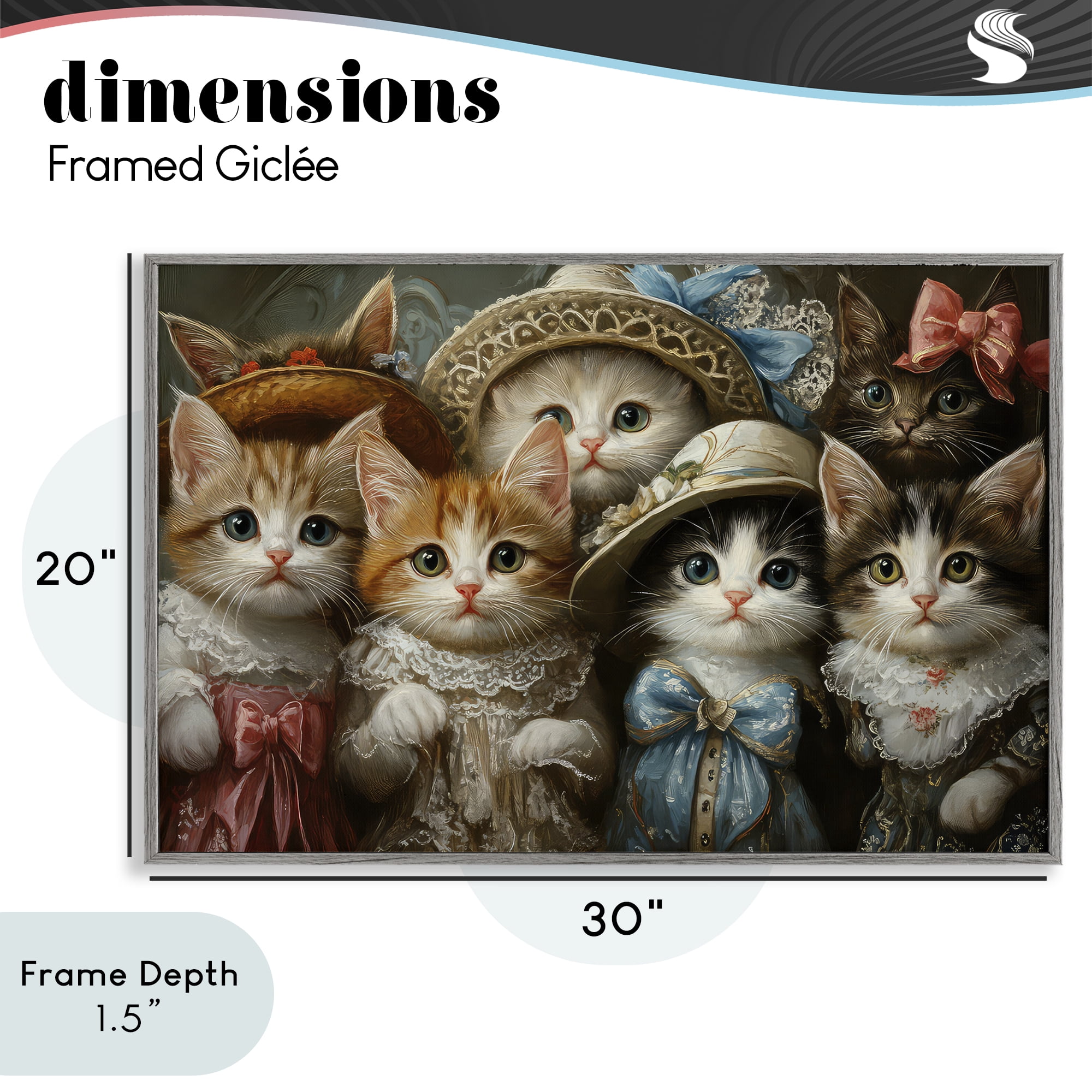 Stupell Industries Fashionable Vintage Cats Gray Framed Giclee Art, design by The Wands Want