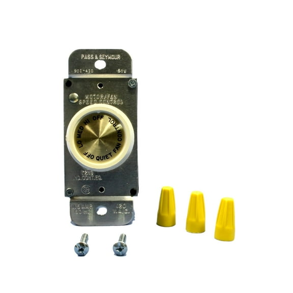 Pass & Seymour White Rotary ON/OFF Fan Speed Control De-Hummer 1.5 Amp 941-413