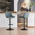 thumbnail image 5 of YOUNIKE Bar Stools Set of 2, Swivel Upholstered Barstools, Adjustable Height Counter Stools, Faux Leather Padded Bar Chairs, Metal Frame, Grayish Green, 5 of 16