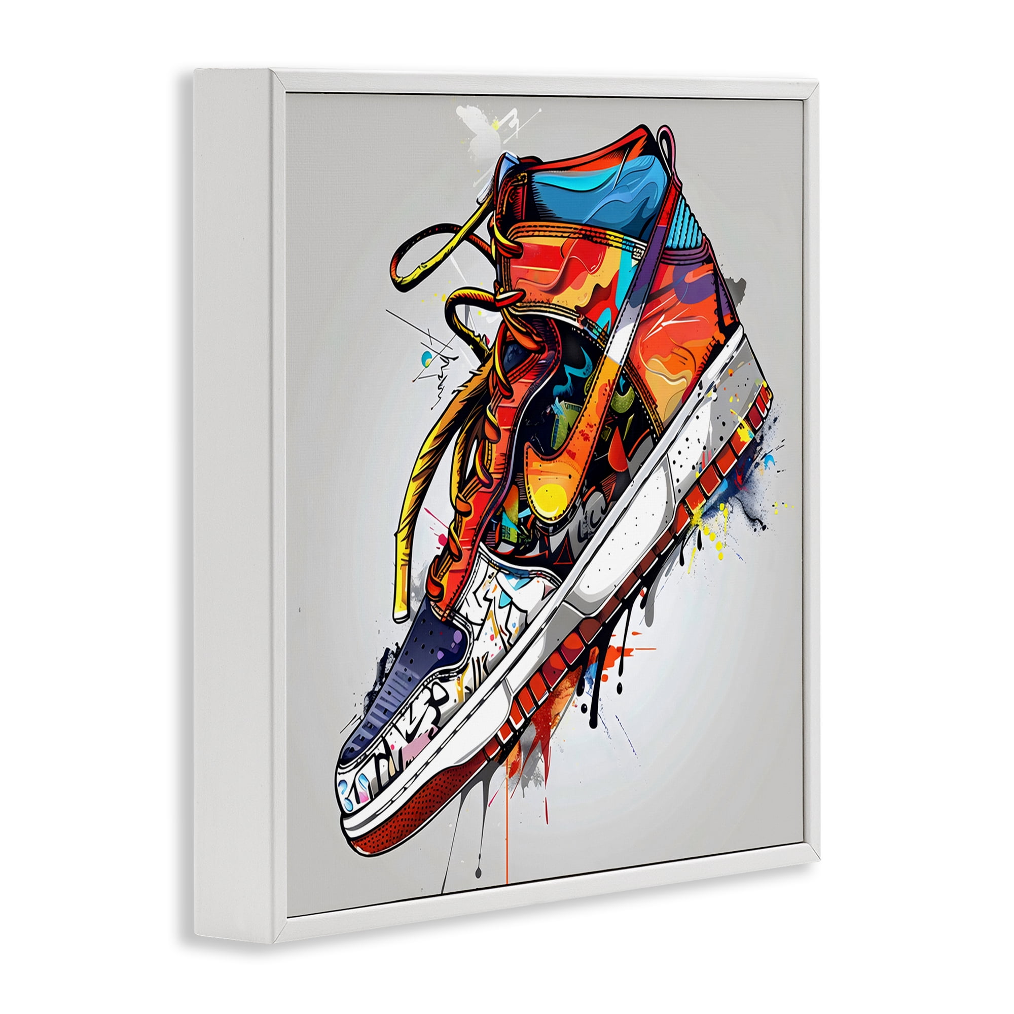 Stupell Industries Graffiti Sneaker with Laces White Framed Giclee Art, design by Creative Studio