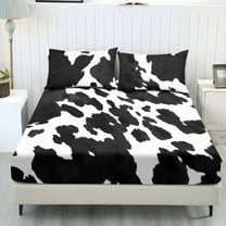 COEQINE Twin Sheets 3 Pieces Bed Sheets Set, Soft Fade Resistant Easy Care Bedding Set Wrinkle Free All Season Bottom Bedsheet for Twin Size Bed, Black White Cow Print