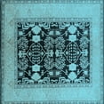 thumbnail image 1 of Ahgly Company Indoor Square Oriental Light Blue Industrial Area Rugs, 5' Square, 1 of 4