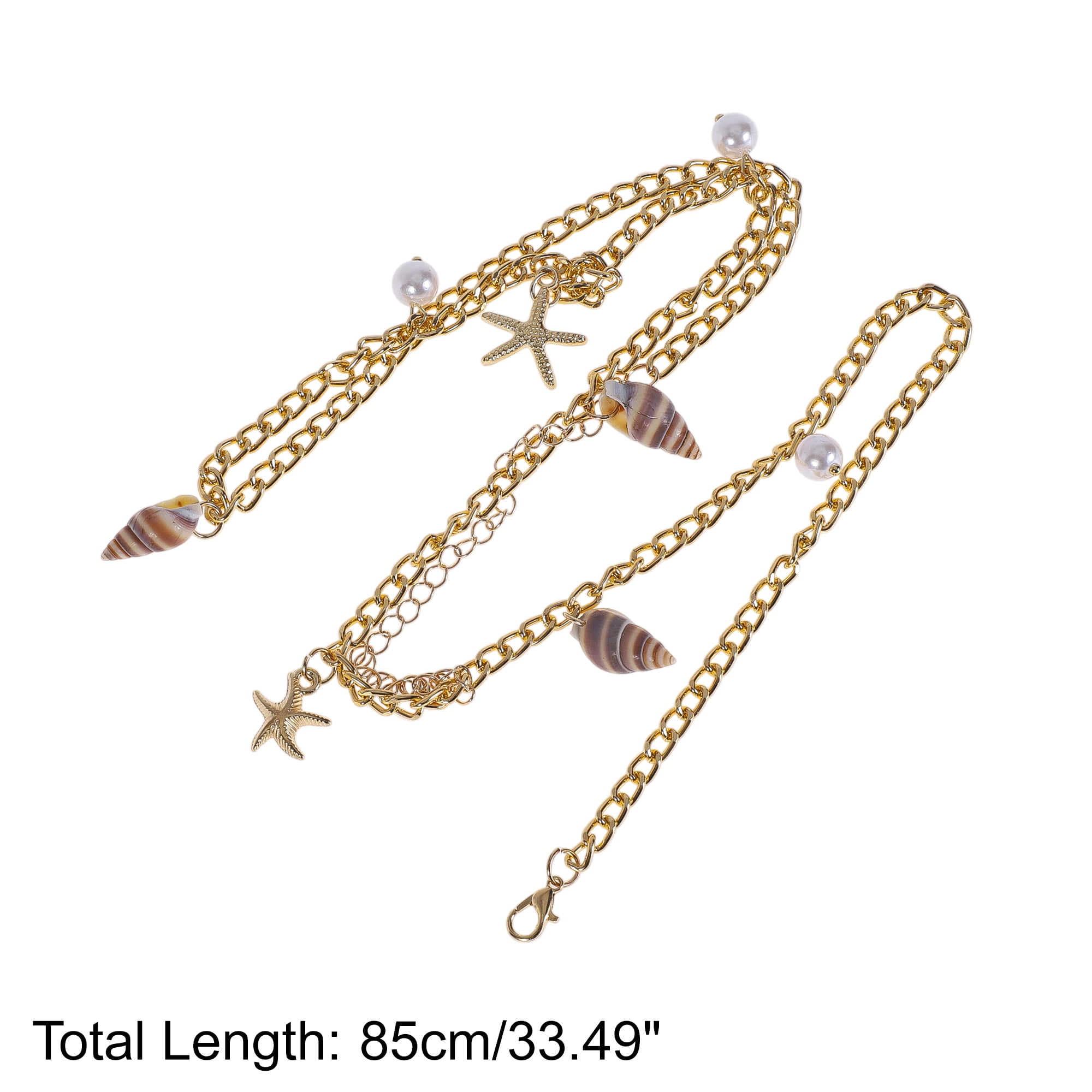 Unique Bargains Bohemian Beach Shell Adjustable Waist Belt Gold Tone