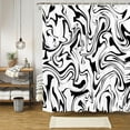 thumbnail image 6 of Black and White Shower Curtain with Cute 72s Retro Boho Hippie Spiral Stripe, Minimal Aesthetic Groovy Art Bath Curtain Modern Abstract Swirl Bathroom Decor Set with Hooks 72X72IN, 6 of 6