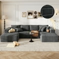 thumbnail image 3 of 137 Inch Charcoal Cloud Sectional Sofa forf living room , No Sagging Foam U-Shaped Modular Couch, Big Couch Includes 4 Back Cushions & 4 Pillows, No Assembly Required, 3 of 13