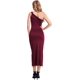 thumbnail image 2 of Vestido midi entallado con abertura de un hombro para mujer, con corte fruncido, sin mangas, con abertura Burgundy G Burgundy G Xishao ropa, 2 of 2