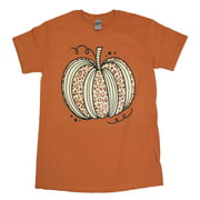 Tees2urdoor Sassy Autumn Leopard Pumpkin T-Shirt, Adult 4X-Large, orange