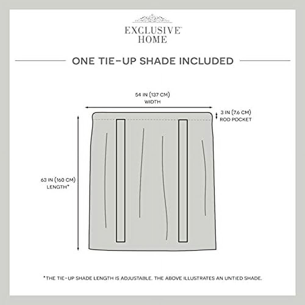 Exclusive Home Loha Indoor Light Filtering Rod Pocket Tie Up Roman Window Shades, 54"x63", Black Pearl