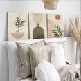 thumbnail image 5 of Green Boho Wall Art Set of 3, Framed Canvas Wall Art Green Polygon Tropical Leaves Abstract Geometric Line Artwork, Mid-Century Modern Wall Prints Poster, Nordic Green Boho Wall Decor for, 5 of 6