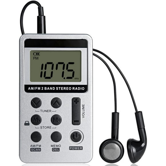 Mini Portable Stereo Radio, Rechargeable Pocket Radio DSP AM FM 2 Band Stereo Radio Digital Receiver with Earphones for Elderly, Simple to Use (White),JUN
