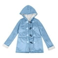 thumbnail image 4 of CYRBOKO Girls Suede Coats with Hood, Thermal Fleece Lined Long Sleeve Full Zip Winter Outerwear Light Blue Size 10-12 T, 4 of 5