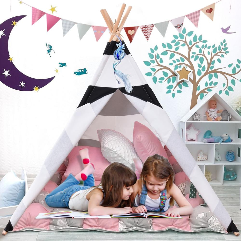 INDIAN TEPEE FORT FOR CHILDREN PLAY ROOM NEW KIDS TEEPEE BROWN/WHITE STRIPE 