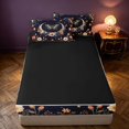thumbnail image 4 of Homewish Hippie Butterfly Zipper Full Size Comforter Sets with Fitted Sheet and 2 Pillowcases, Flower Moon Stars Zipper Bedding Set, Black Reversible, 4 of 7