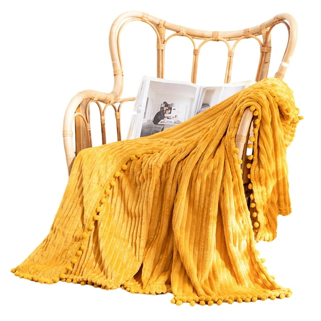 Fleecefilt 127 x 152 cm för soffa, säng, supermjuk och mysig plysch mikrofiber flanellfilt med 3D-ränder, lättviktig för