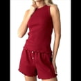 thumbnail image 2 of Conjuntos de Dos Piezas de Verano para Mujer: Top Corto Sin Mangas y Pantalones Cortos Casuales, Rojo, Talla L, 2 of 10