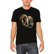 Men's Indian Eagle Wolf Black T-Shirt X-Large Black