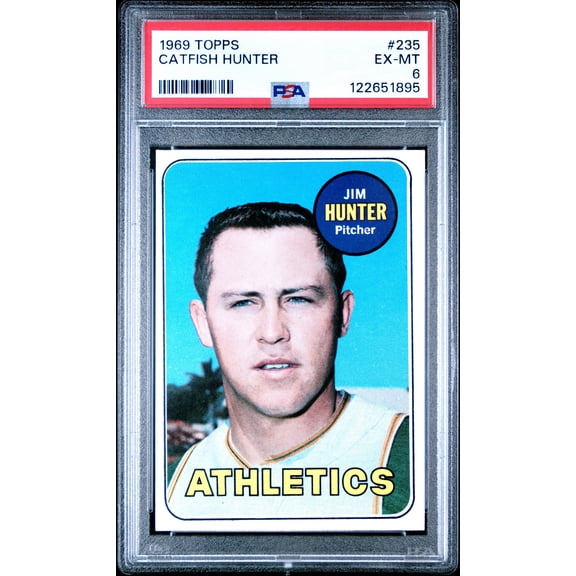 Graded 1969 Topps Jim Hunter #235 Rookie RC Baseball Card PSA 6 Excellent