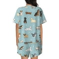 thumbnail image 3 of Qekee Dog Pets Women's Pajama Set Short Sleeve Sleepwear Summer Home Wear with Pockets Soft Short Sleeve Shirt - Dog Pets, 3 of 9
