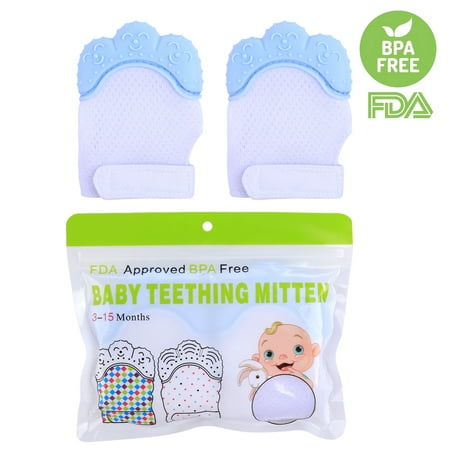 2Pcs Baby Crawls Molar Ice Silk Gloves Mitten Toddler Teether Protective Glove -