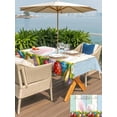 thumbnail image 4 of Outdoor Tablecloth with Umbrella Hole and Zipper, Easter Rectangle Table Cloth 60x84 Inch Waterproof Tablecloth, Wooden Bunny Colorful Eggs Spring Floral Botanical Picnic Table Cover for Patio, 4 of 7