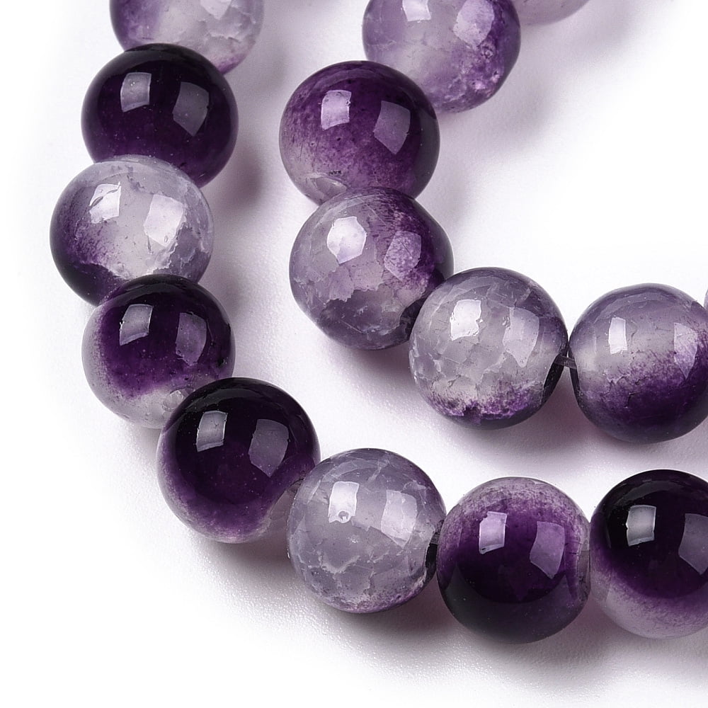 Baking Painted Imitation Jade Glass Beads Strands Two Tone Round Indigo 6mm Hole: 1.2mm about 147pcs/strand 31.10''(79cm)