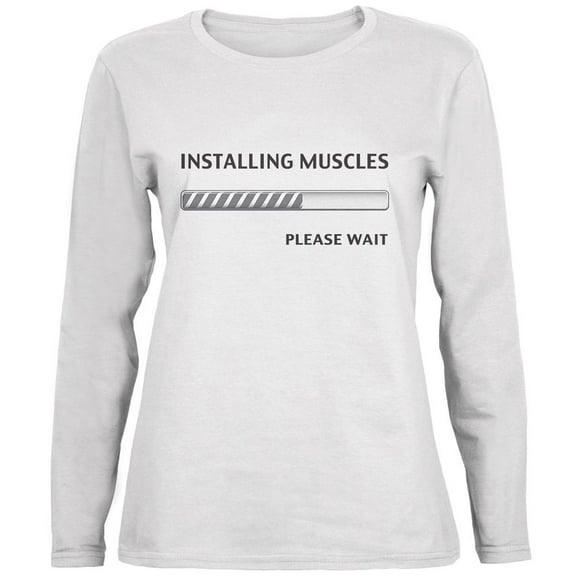 Installing Muscles White Womens Long Sleeve T-Shirt - Large
