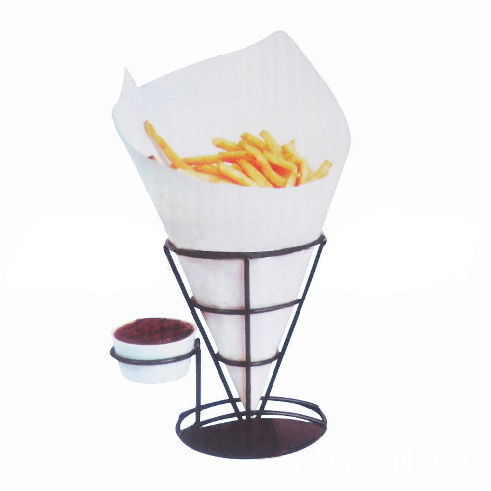 Lovehome Chip Stand Holder French Fry Fries Bowl Black Metal Wire