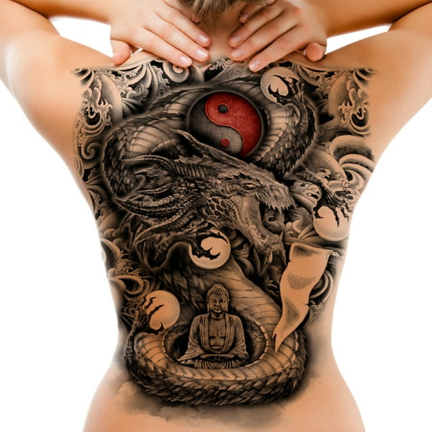 Etiquetas Engomadas Del Tatuaje Dragon Tiger Hombro Tatuajes Desechables Tatuajes removibles a prueba de agua para adultos Ndcxsfigh Libre de BPA