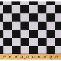 Racing Check Black and White 1.5" Squares Lightweight Cotton/Poly Blend 45" Wide Fabric by the Yard (5801M-7B)