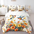 thumbnail image 1 of Erosebridal Hummingbird Bedding Sets Queen Size, Orange Floral Comforter Sets with Sheets, Butterfly Decor, Kids Teens, 1 of 5