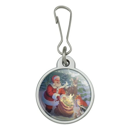 Christmas Holiday Santa Magic Peace Doves Jacket Handbag Purse Luggage Backpack Zipper Pull Charm