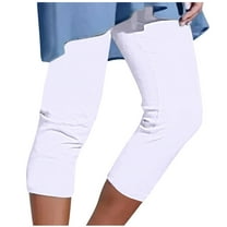 Chbgutlmr Capri Pants for Women Elastic Waist Casual Workout Yoga leggings Athletic Cropped Trousers