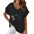 thumbnail image 2 of Going Out Tops for Women Viikei Womens Tops Trendy,Blouse for Women Plus Size,Women V-neck Print T-Shirts Fashion Comfortable Female Blouses Black XL, 2 of 4